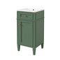 16" Bathroom Vanity with Sink, French Style Small Bathroom Vanity, Freestanding Wood Vanity Cabinet with Ceramic Sink Basin, Soft Close Door & U-Shaped Shelf,Green