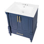 24" Bathroom Vanity with Sink, French Style Bathroom Vanity with Carved Legs & Drawer, Adjustable Shelf, Back Cutout for Plumbing, Soft Close Door,Blue