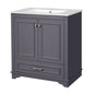 30" Bathroom Vanity with Sink, Traditional Bathroom Vanity with Carved Detail & Solid Wood Frame, Double Doors & Drawer, Ceramic Sink with Overflow,Blue