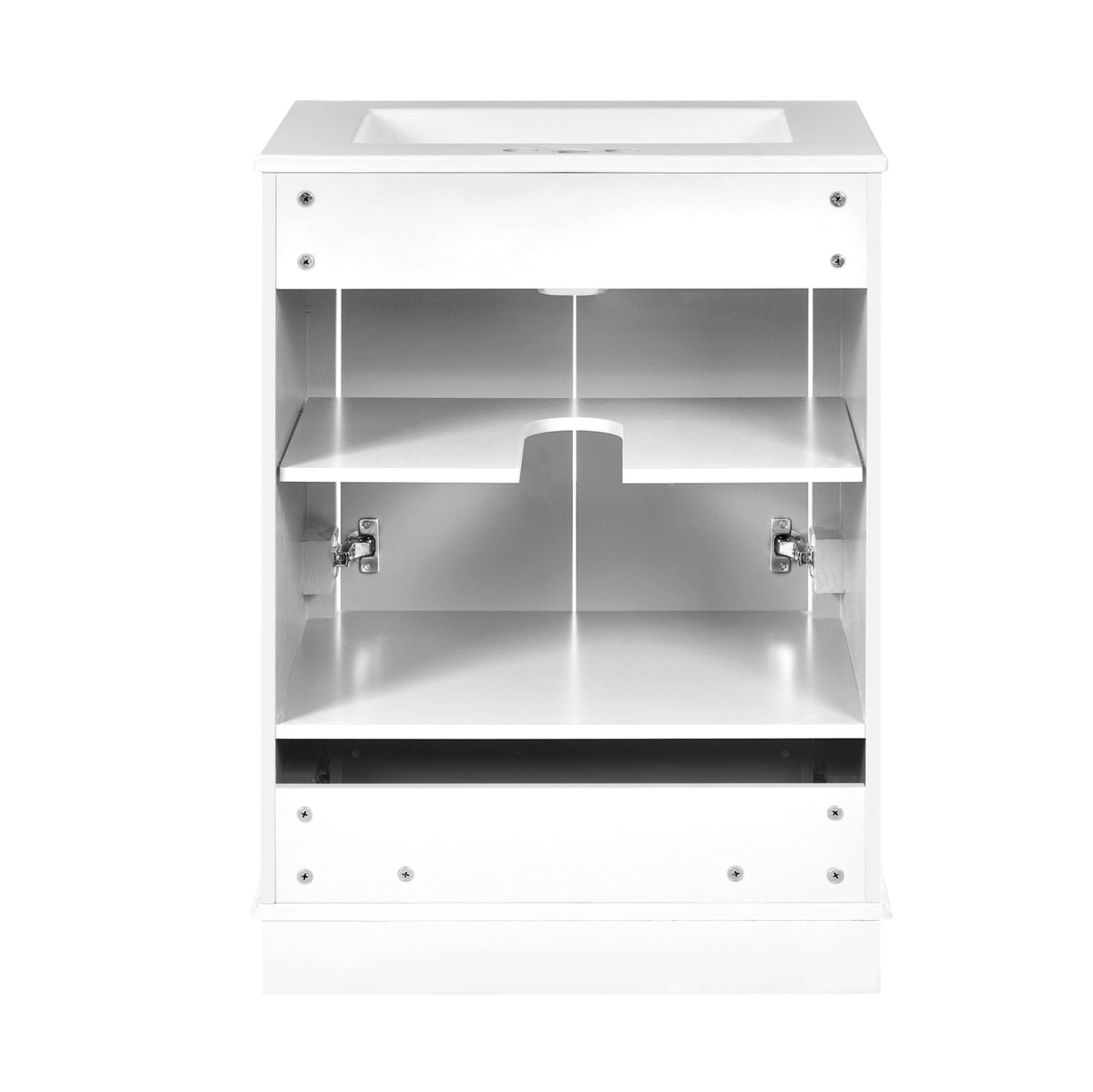 24" Bathroom Vanity with Sink, Modern Bathroom Vanity with White Ceramic Sink & Drawer, 3-Level Adjustable Shelf, Solid Wood Frame, for Small Bathroom,White