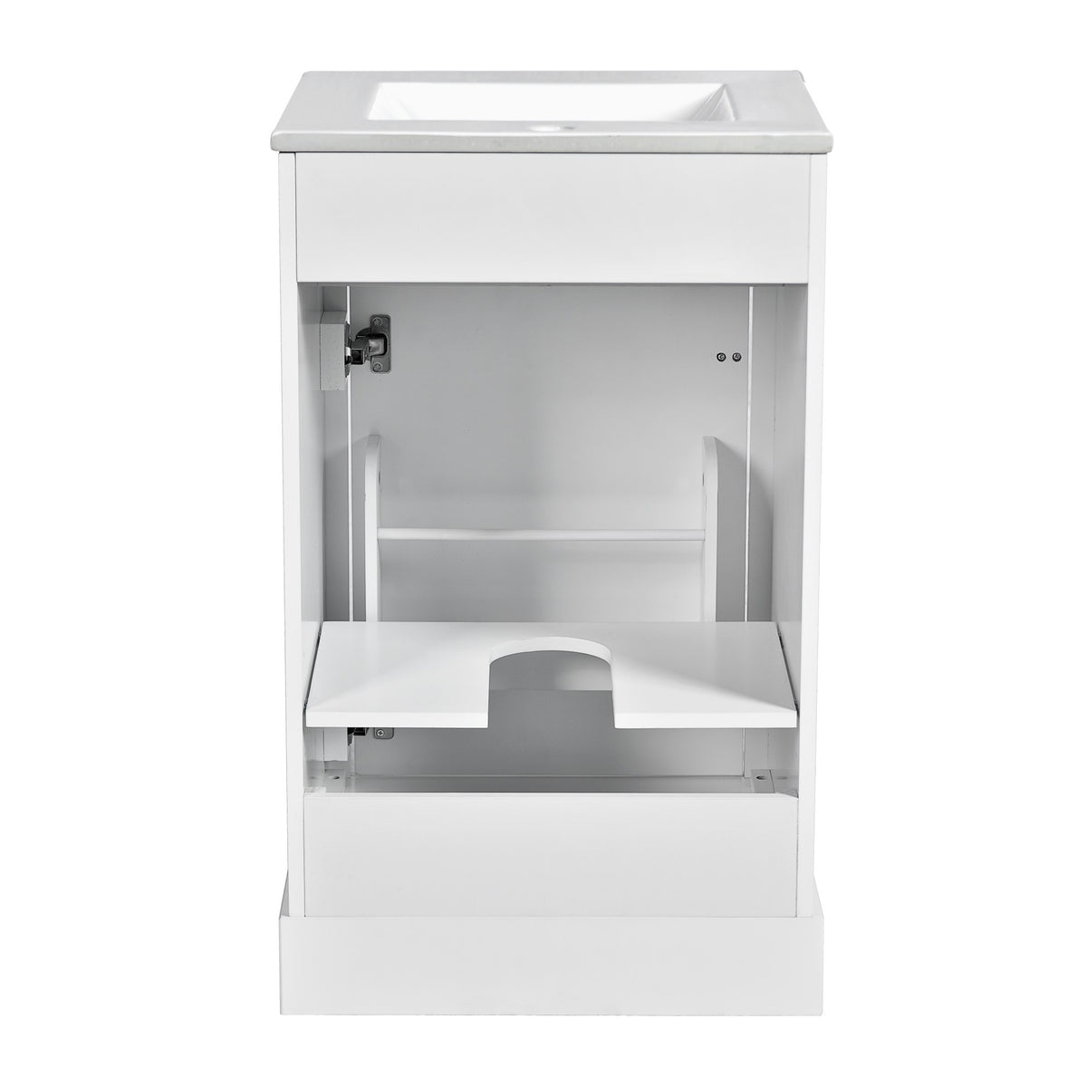 20" Bathroom Vanity with Sink, Classic Modern Bathroom Vanity Cabinet with U-Shaped Adjustable Shelf & Door Rack, Soft Close Door, Aluminum Handle,White