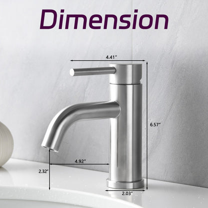Bathroom Single Hole Sink Faucet Brushed Nickel Single Handle W1224P203274