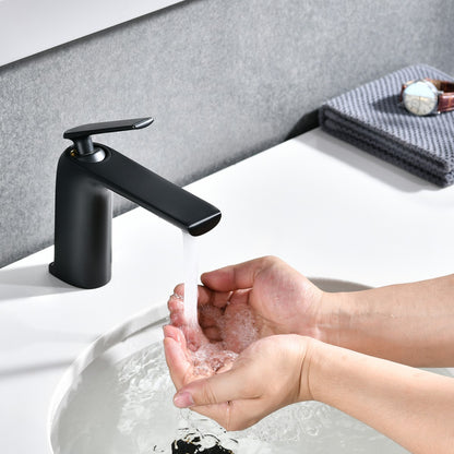 Bathroom Single Hole Sink Faucet Matte Black Single Handle W105965435