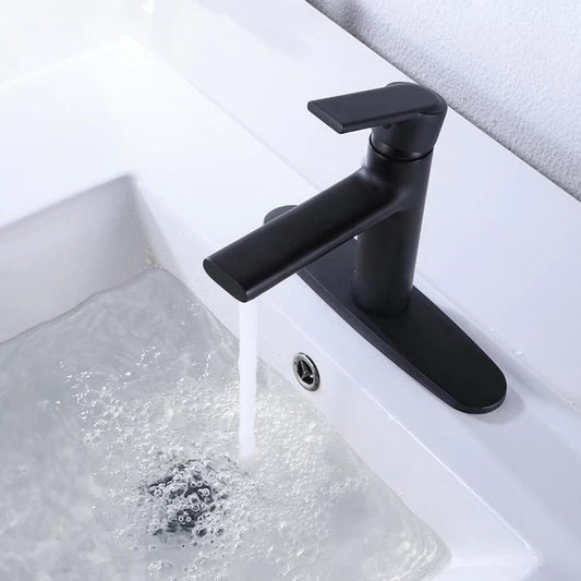 Bathroom Single Hole or Three Hole Sink Faucet Matte Black Single Handle With Deck Plate DSAA786MB