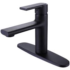 Bathroom Single Hole or Three Hole Sink Faucet Matte Black Single Handle With Deck Plate DSAA786MB
