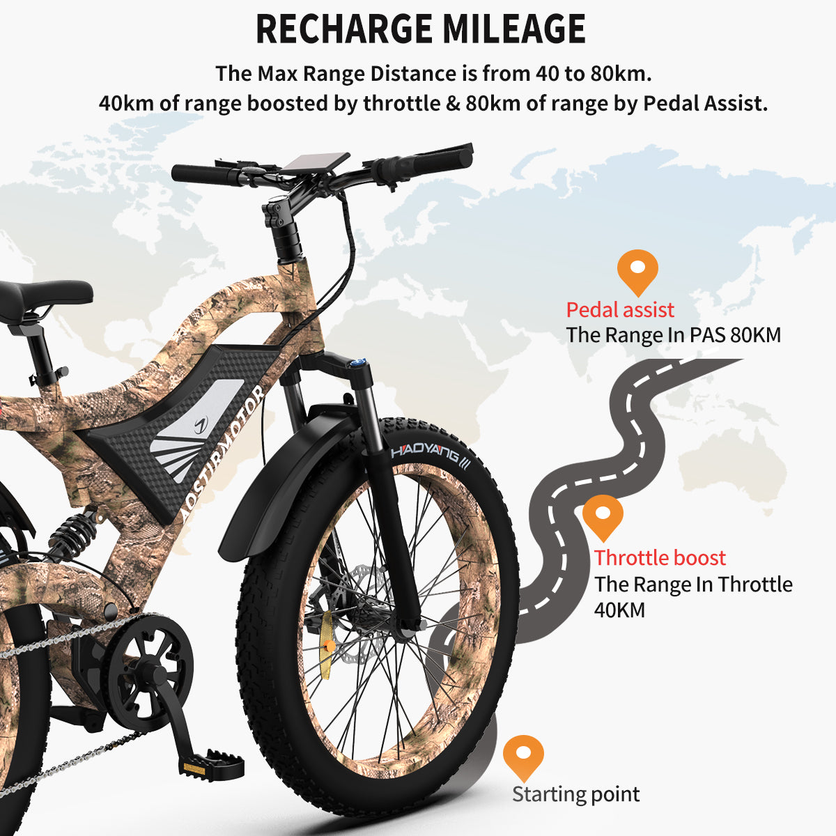 1500W 26 Inch Fat Tires Ebike Electric Mountain Bike 31 mph 48V 15AH Removable Lithium Battery