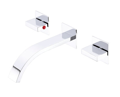 Bathroom Sink Faucet Chrome Double Handles Wall Mounted