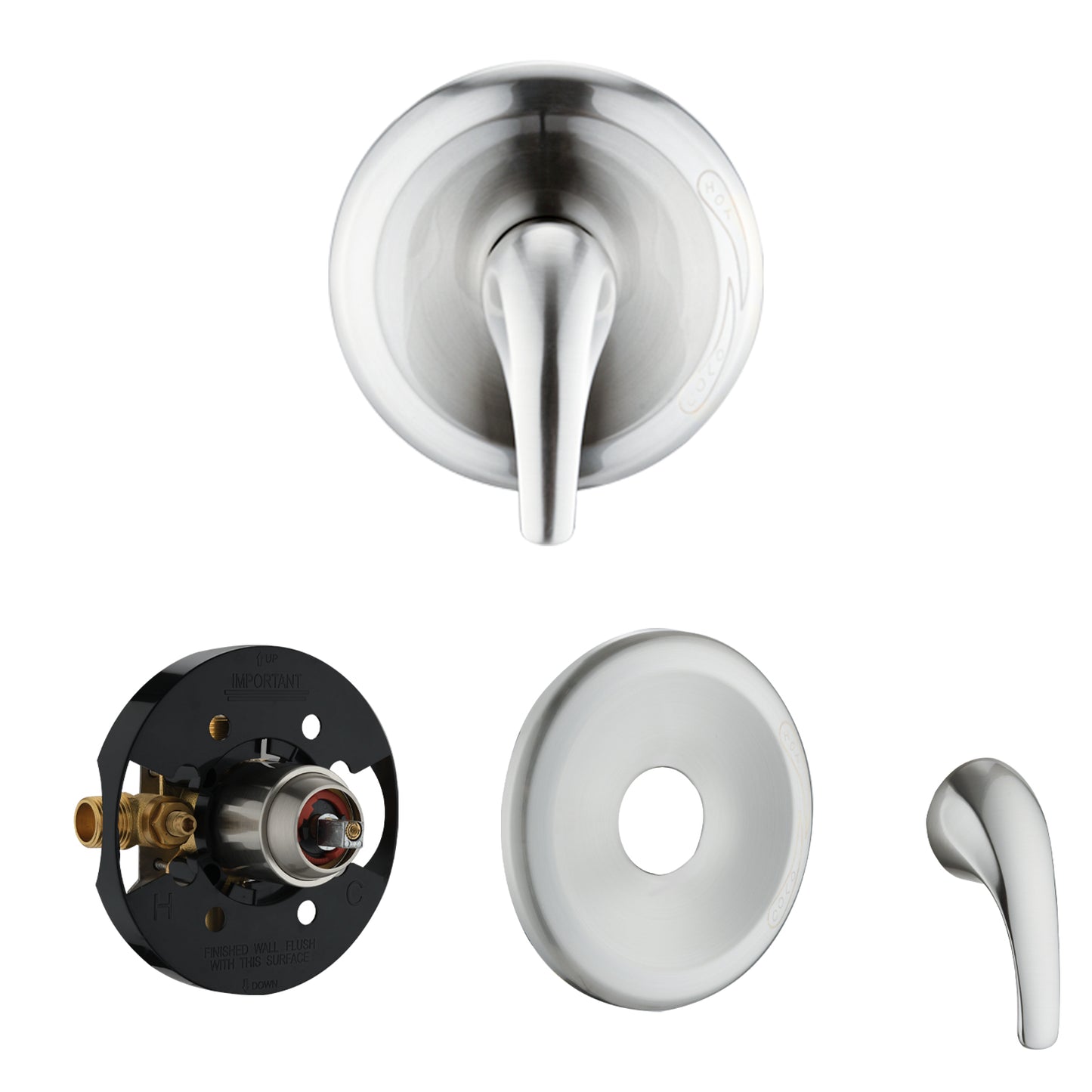 Brushed Nickel Bathroom Shower Head and Handheld Showerhead Combo Shower System, 8 inch Top Shower and 5 jets handheld shower, soap dish included, Rough-in Valve Included