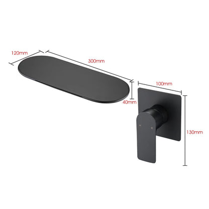 Bathroom Waterfall Sink Faucet Matte Black Single Handle Wall Mounted W121749838