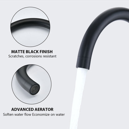 Bathroom Widespread Three Hole Sink Faucet Matte Black Two Handles Round W122458158