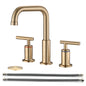 Bathroom Widespread Three Hole Sink Faucet Brushed Gold Two Handles With Pop-up Drain Round W122459286