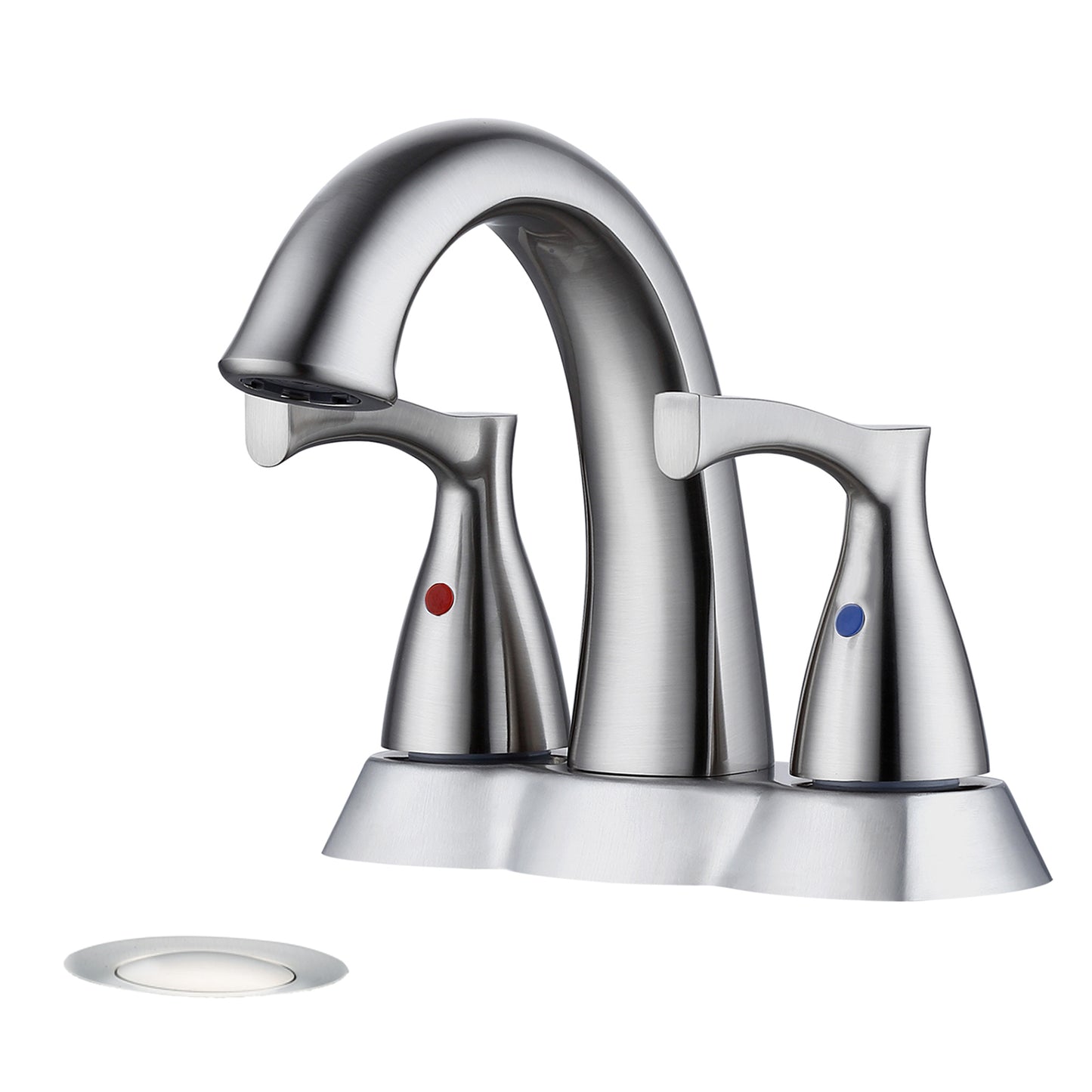 Bathroom Widespread Three Hole Sink Waterfall Faucet Brushed Nickel Two Handles With Pop-up Drain W122460799