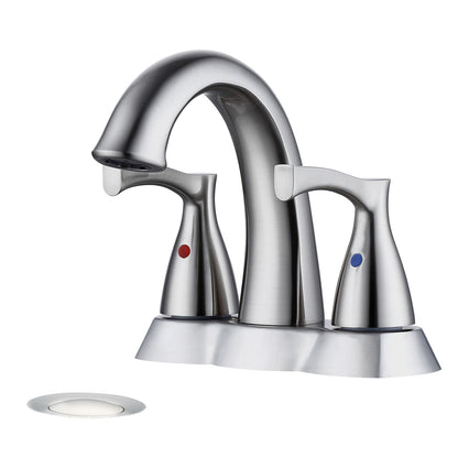 Bathroom Widespread Three Hole Sink Waterfall Faucet Brushed Nickel Two Handles With Pop-up Drain W122460799