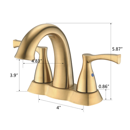 Bathroom Centerset Sink Faucet Gold Double Handles With Pop-up Drain W122460801