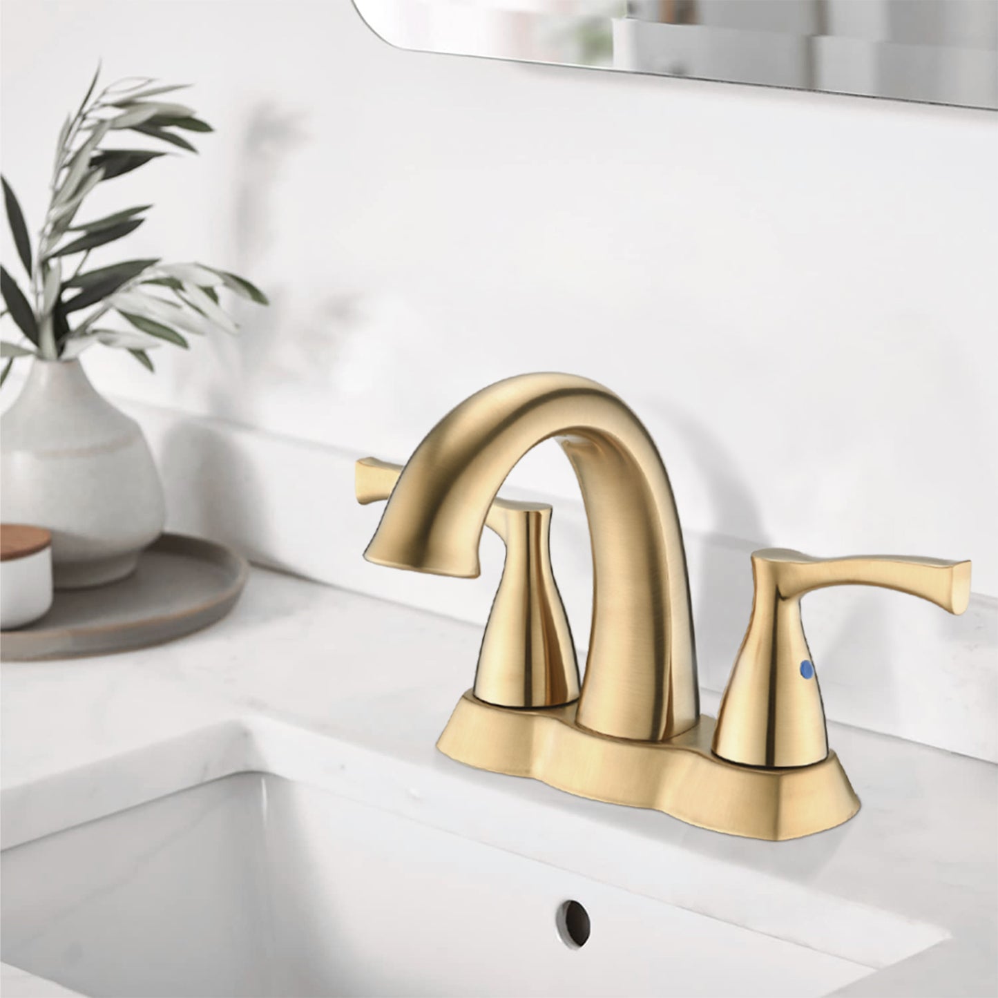 Bathroom Centerset Sink Faucet Gold Double Handles With Pop-up Drain W122460801
