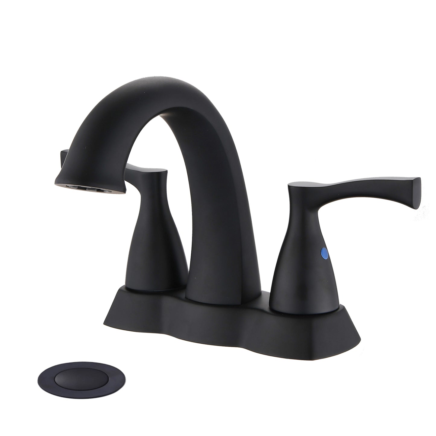 Bathroom Centerset Sink Faucet Matte Black Double Handles With Pop-up Drain W122460800