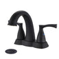 Bathroom Centerset Sink Faucet Matte Black Double Handles With Pop-up Drain W122460800