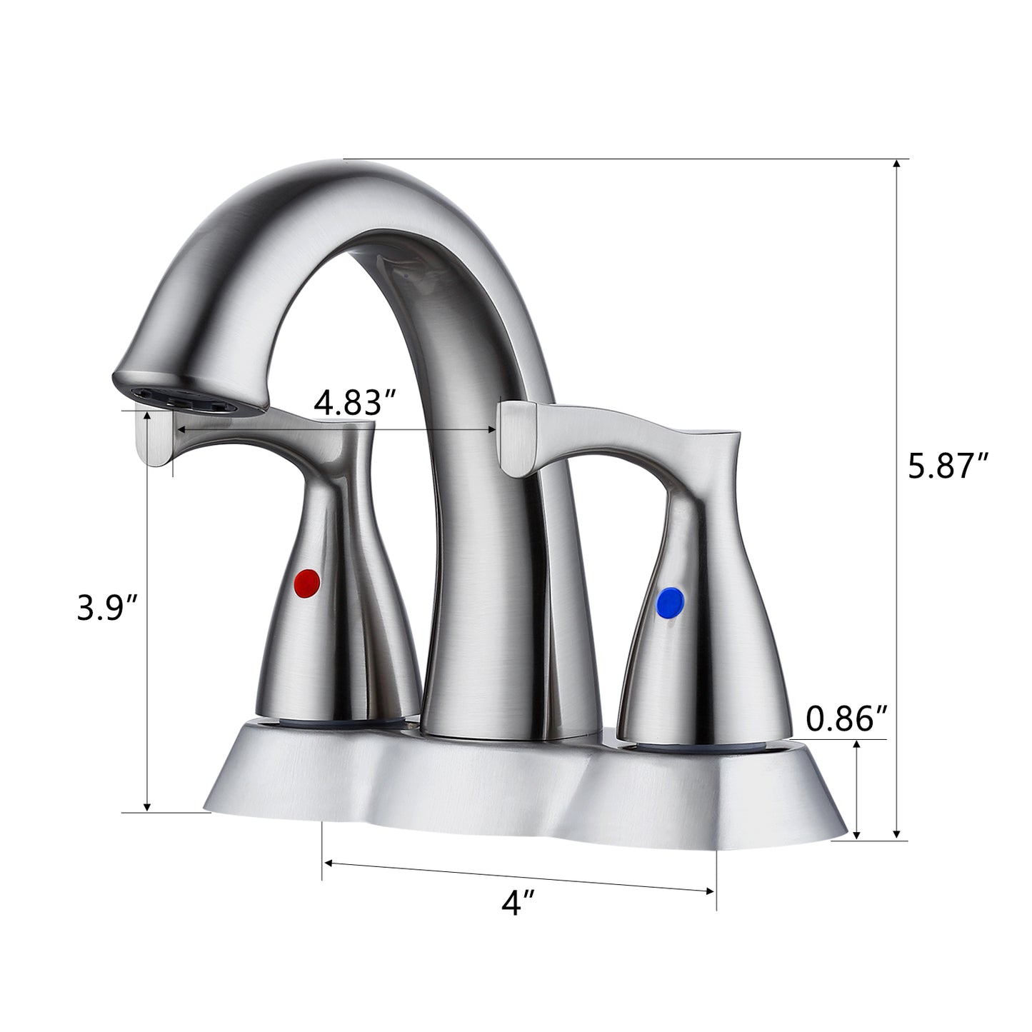 Bathroom Widespread Three Hole Sink Waterfall Faucet Brushed Nickel Two Handles With Pop-up Drain W122460799