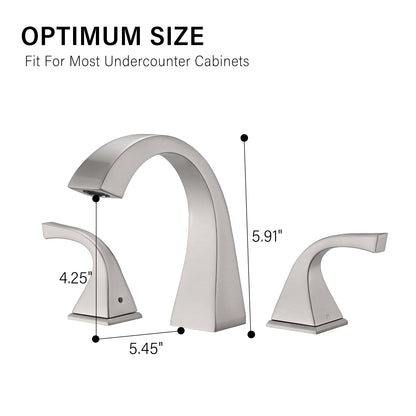 Bathroom Widespread Three Hole Sink Faucet Brushed Nickel Two Handles With Pop-up Drain W122465392