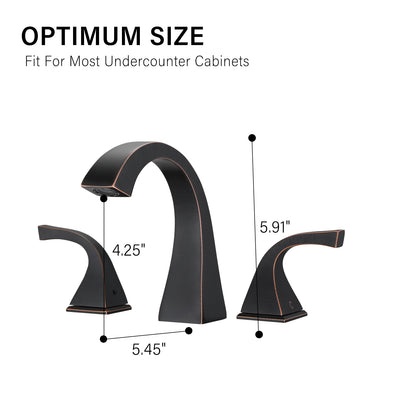 Bathroom Widespread Three Hole Sink Faucet Matte Black Two Handles With Pop-up Drain W122465398