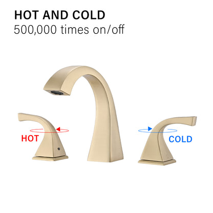 Bathroom Widespread Three Hole Sink Faucet Gold Two Handles With Pop-up Drain W122465399