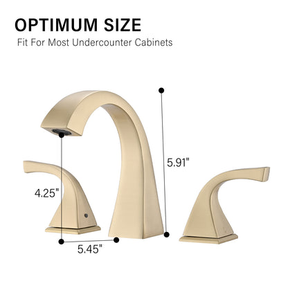 Bathroom Widespread Three Hole Sink Faucet Gold Two Handles With Pop-up Drain W122465399