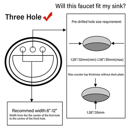 Bathroom Widespread Three Hole Sink Faucet Brushed Nickel Two Handles With Pop-up Drain W122466216