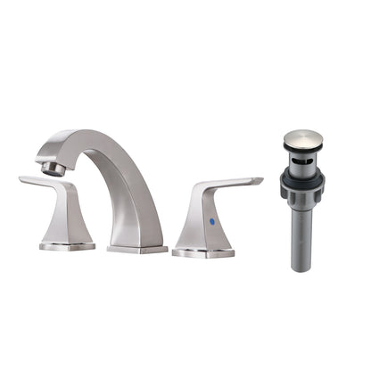 Bathroom Widespread Three Hole Sink Faucet Brushed Nickel Two Handles With Pop-up Drain W122466216
