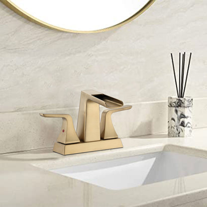 Bathroom Centerset Sink Faucet Gold Two Handle With Pop-up Drain W122466880
