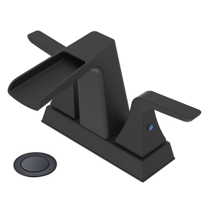 Bathroom Centerset Sink Faucet Matte Black Double Handles With Pop-up Drain W122467237