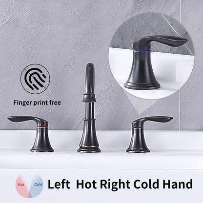 Bathroom Widespread Three Hole Sink Faucet Matte Black Two Handles With Pop-up Drain W108368826