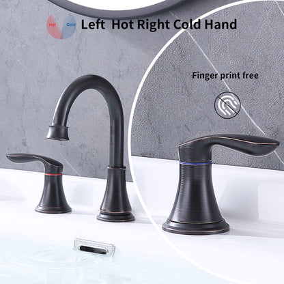 Bathroom Widespread Three Hole Sink Faucet Matte Black Two Handles With Pop-up Drain W108368826