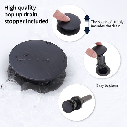 Bathroom Widespread Three Hole Sink Faucet Matte Black Two Handles With Pop-up Drain W108368826
