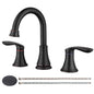 Bathroom Widespread Three Hole Sink Faucet Matte Black Two Handles With Pop-up Drain W108368826