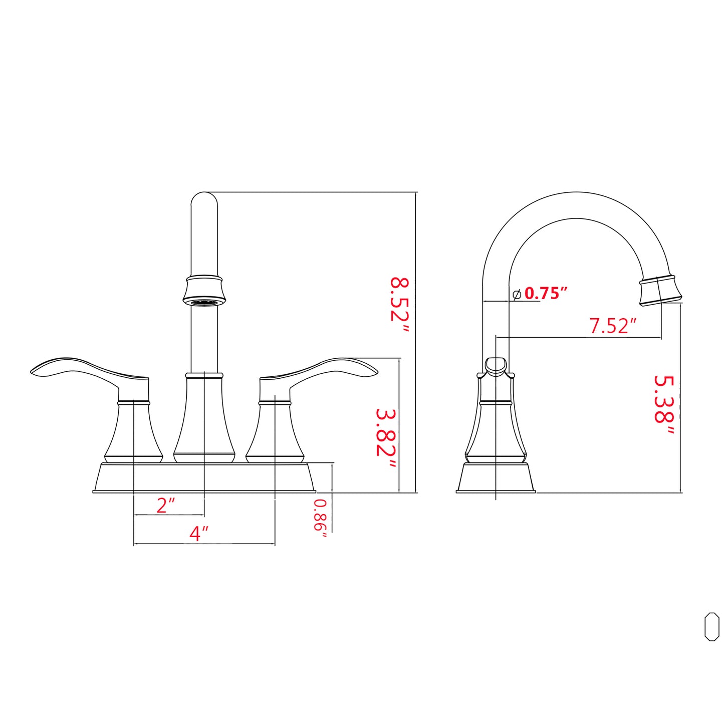 Bathroom Centerset Sink Faucet Matte Black Double Handles With Pop-up Drain W122470262