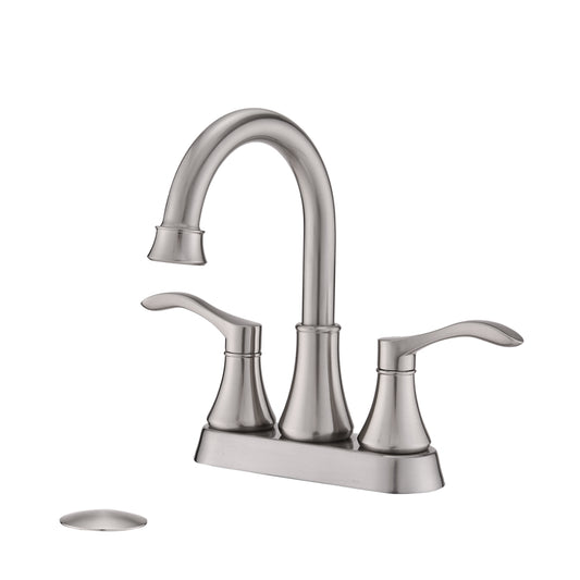 Bathroom Widespread Three Hole Sink Waterfall Faucet Brushed Nickel Two Handles With Pop-up Drain W122470260