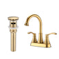 Bathroom Centerset Sink Faucet Gold Double Handles With Pop-up Drain W122470331