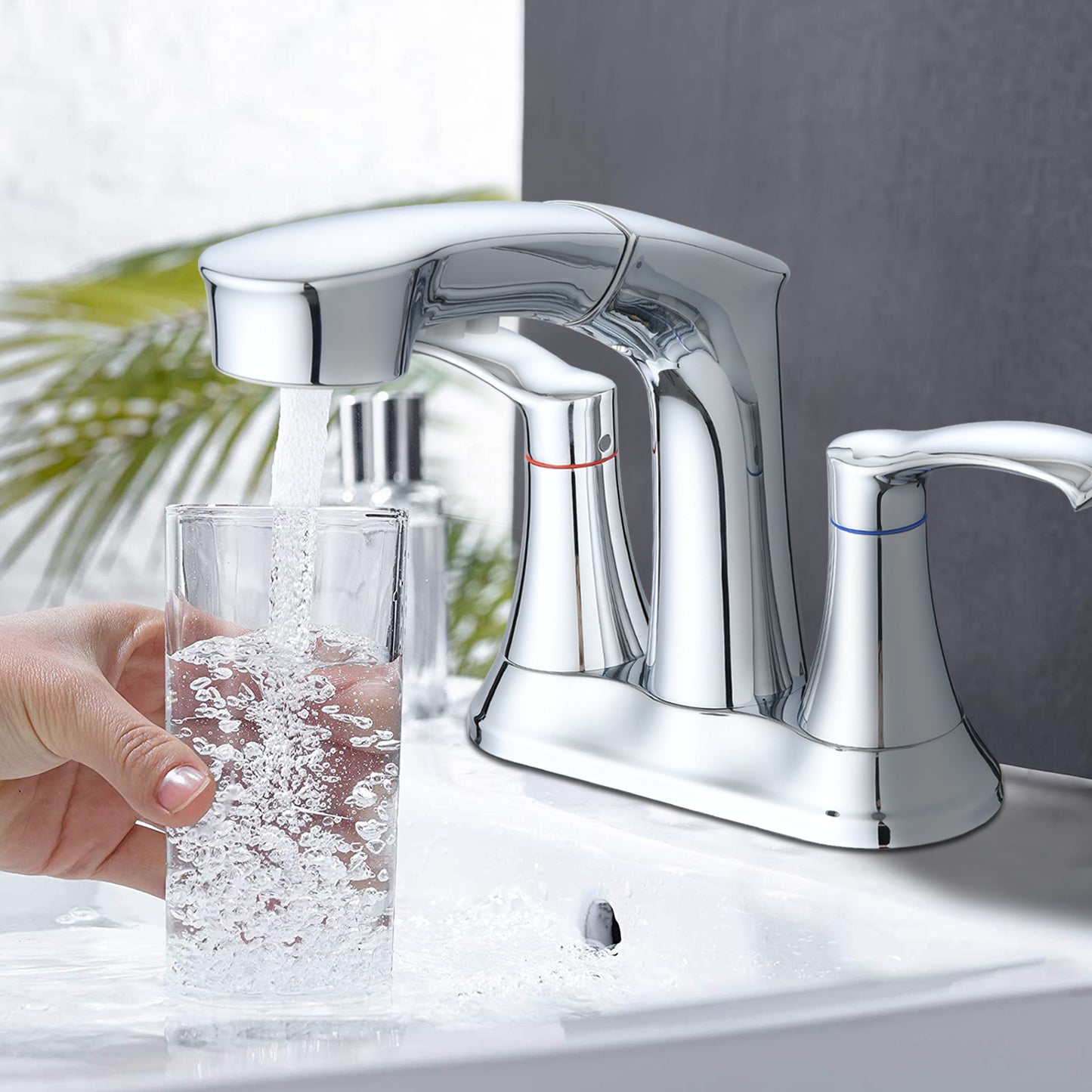 Bathroom Centerset Pull Out Sink Faucet Chrome Double Handle W122470444