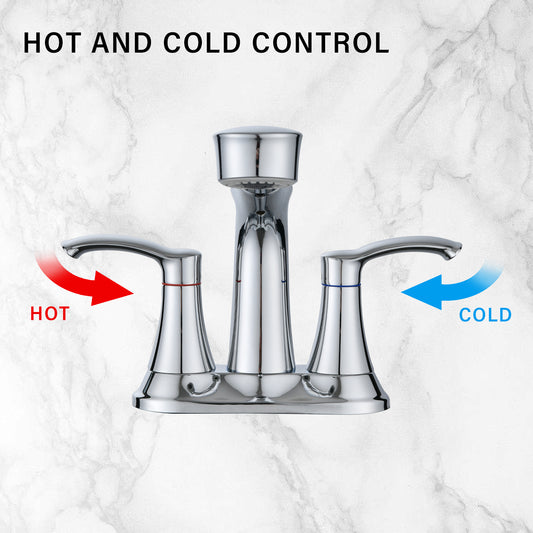 Bathroom Centerset Pull Out Sink Faucet Chrome Double Handle W122470444