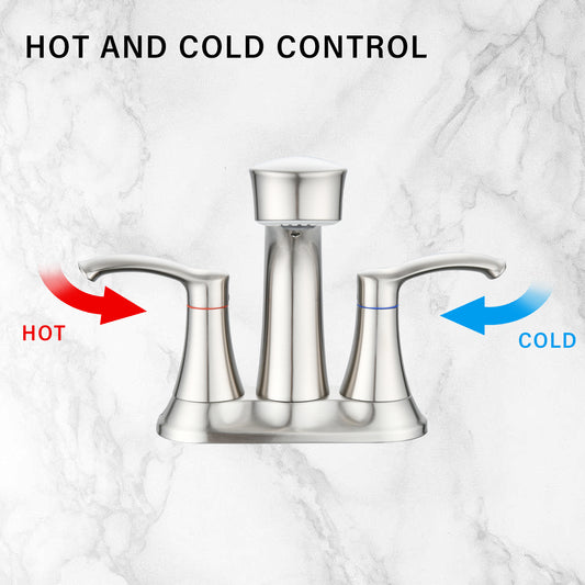 Bathroom Centerset Pull Out Sink Faucet Brushed Nickel Double Handle W122470441