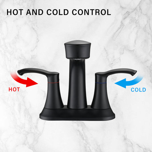 Bathroom Centerset Pull Out Sink Faucet Matte Black Double Handle W122470435