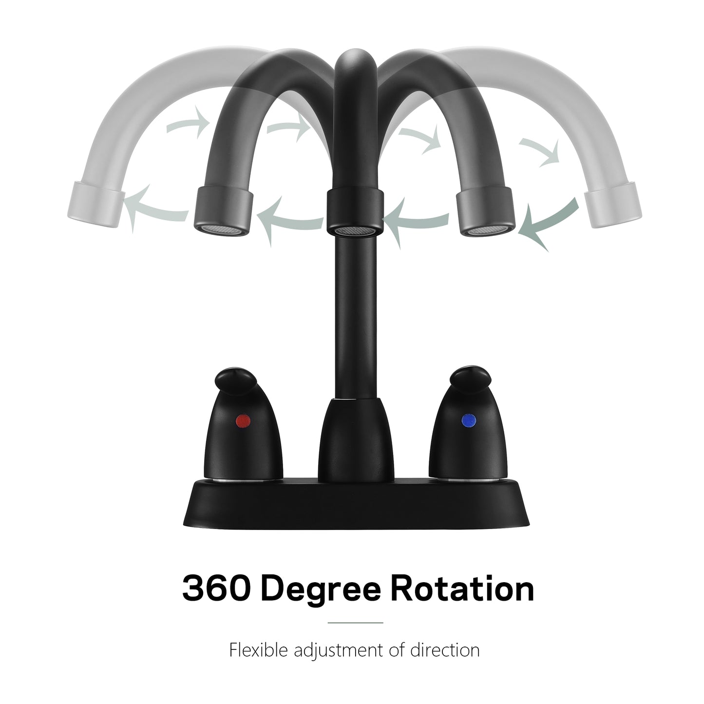 Bathroom Centerset Sink Faucet Matte Black Double Handles With Pop-up Drain W124372192