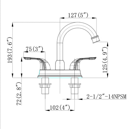 Bathroom Centerset Sink Faucet Matte Black Double Handles With Pop-up Drain W124372192
