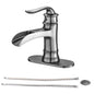 Bathroom Single Hole or Three Holes Waterfall Sink Faucet Brushed Nickel Single Handle with Deck Plate and Pop-up Drain W124379896