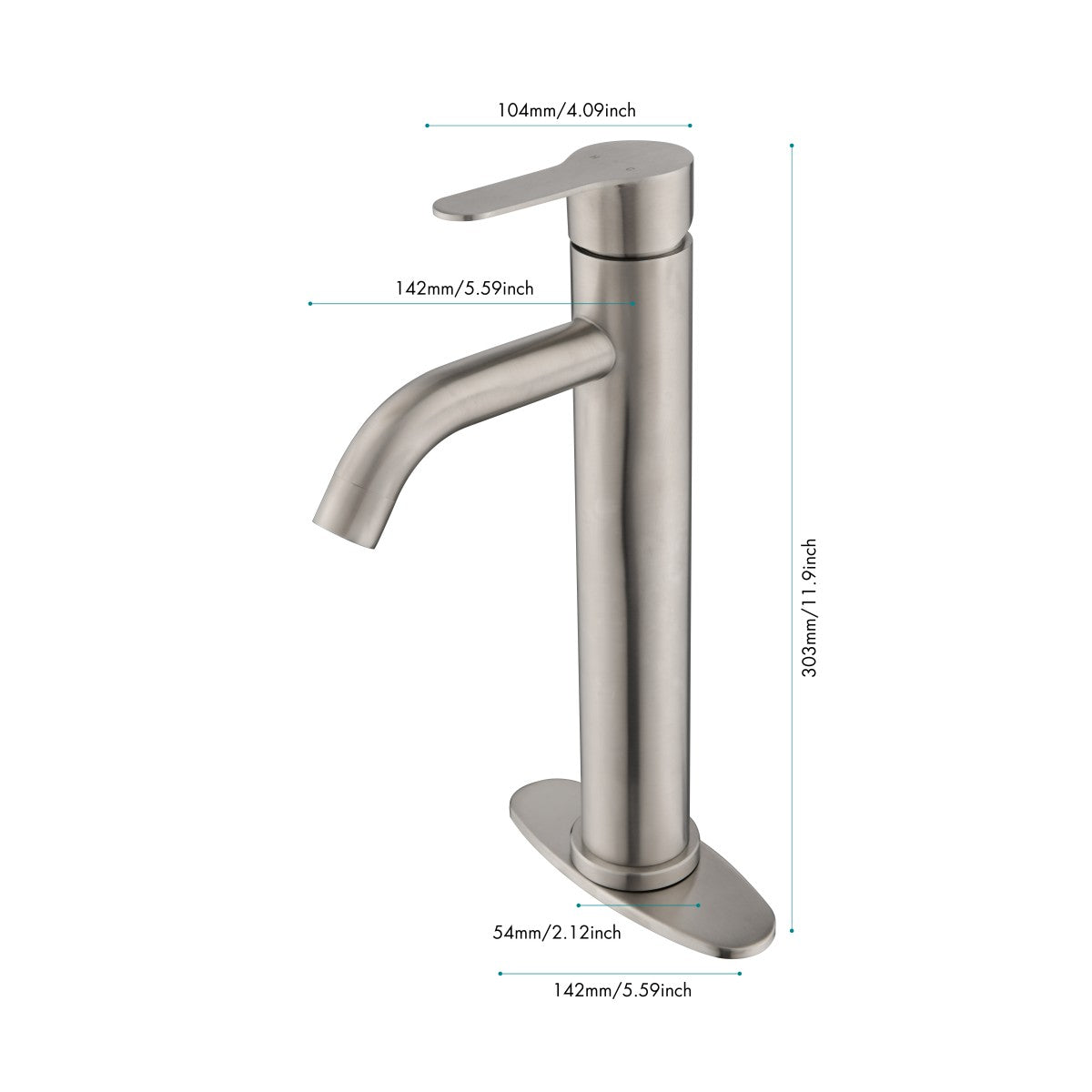 Bathroom Single Hole or Three Hole Vessel Sink Faucet Brushed Nickel Single Handle With Deck Plate W928101008