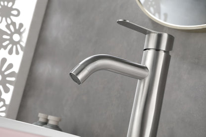 Bathroom Single Hole or Three Hole Vessel Sink Faucet Brushed Nickel Single Handle With Deck Plate W928101008