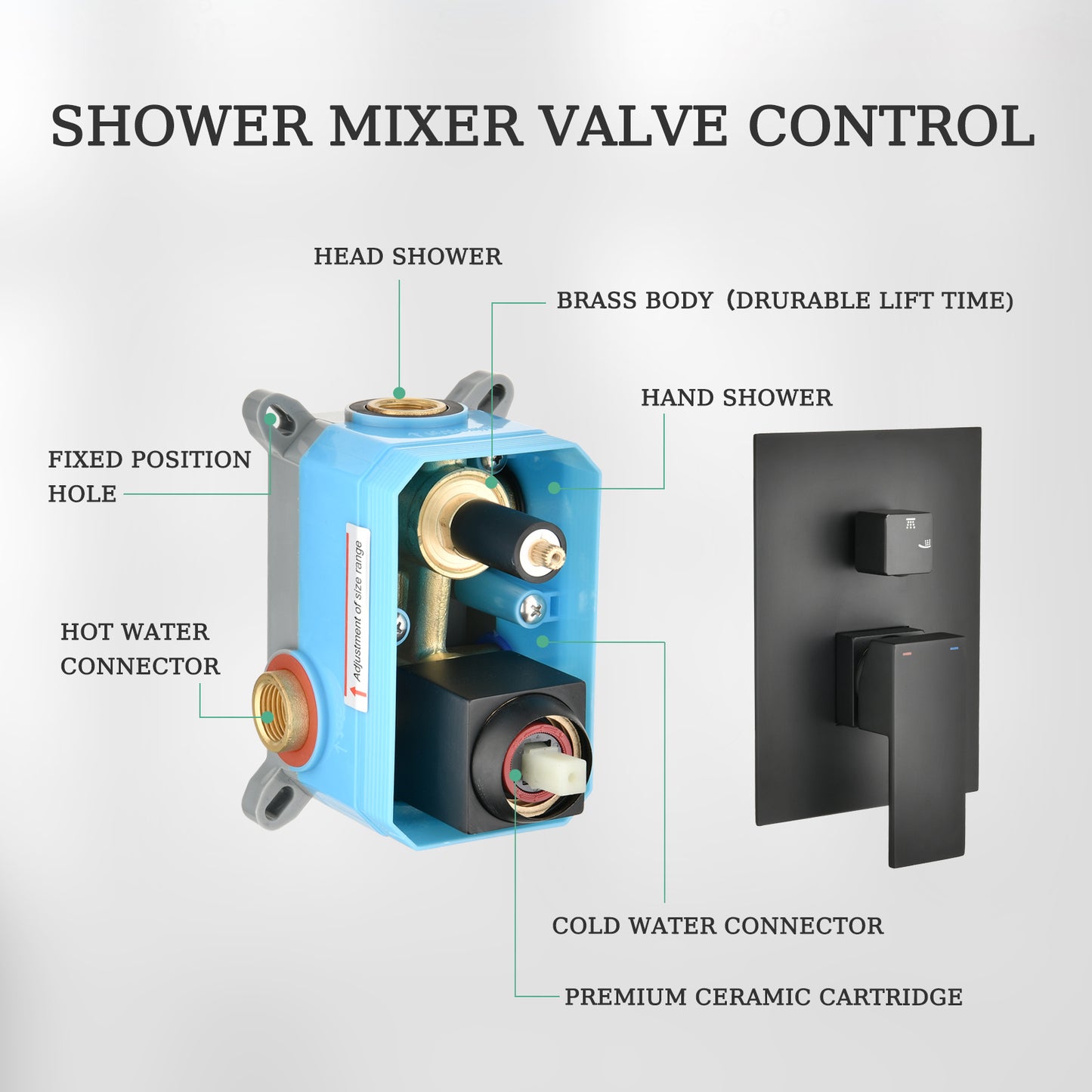 Shower system with Concealed Valve, Wall Mounted Shower Faucet Set for Bathroom, High Pressure 10-inch Rain Shower head and 3-Setting Handheld Shower Head Set,Matte Black