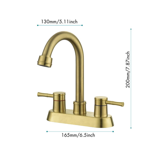 Bathroom Centerset Sink Faucet Gold Double Handles W2287142998