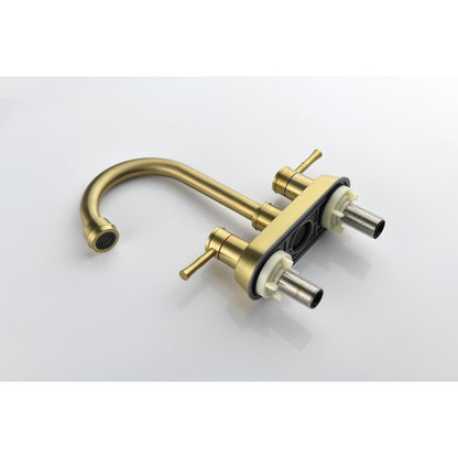 Bathroom Centerset Sink Faucet Gold Double Handles W2287142998