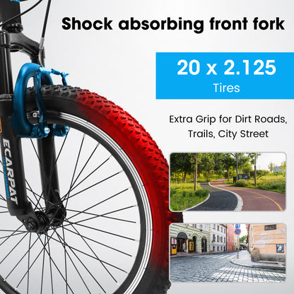 20 Inch Kids Montain Bike Shimano 7 Speed Disc Brake Front Suspension Hard Tail for Boys and Girls Black Blue